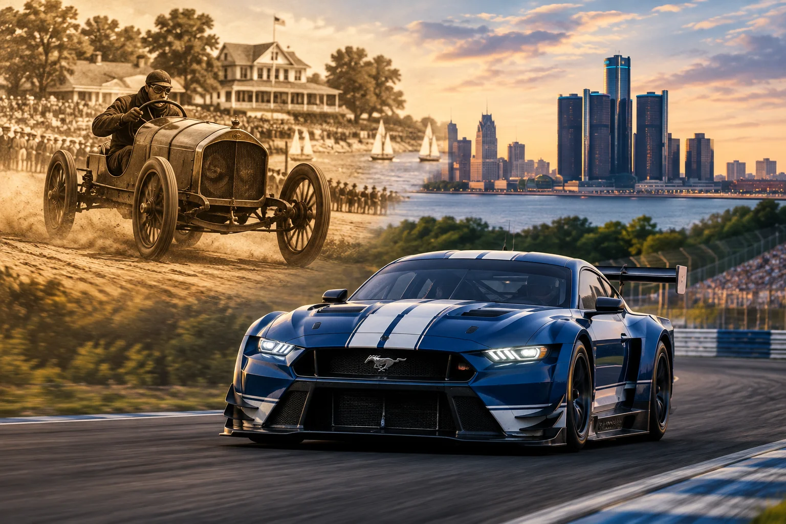 AI-generated editorial illustration for From Grosse Pointe to Petit Le Mans: How Ford’s 1901 Sweepstakes Still Resonates