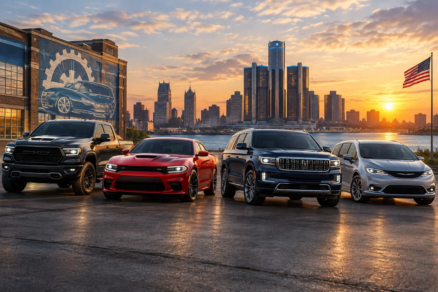 AI-generated editorial illustration for Stellantis posts steady U.S. Q3 2026 sales; YTD up 3%, Ram and Dodge show strong retail gains
