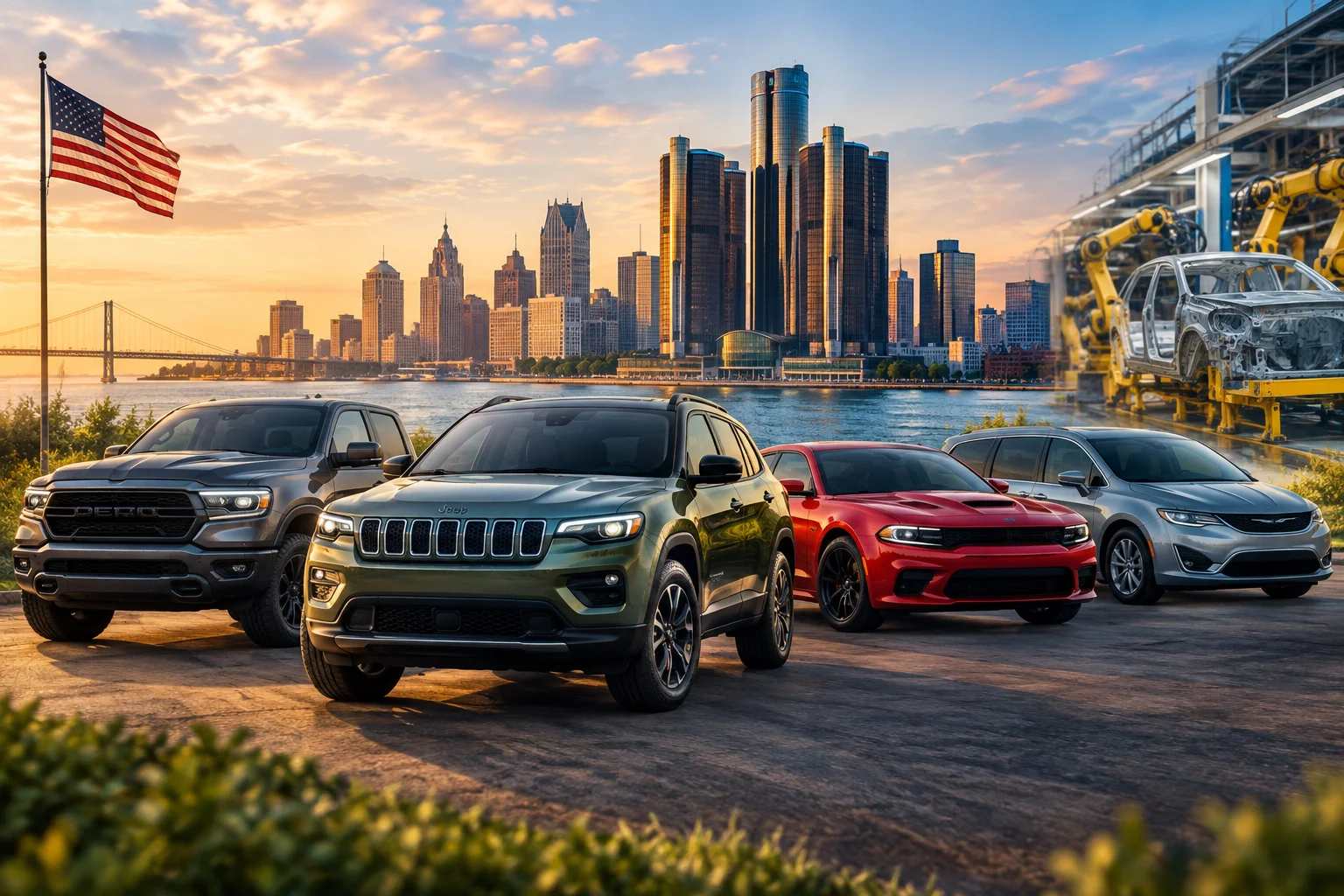 AI-generated editorial illustration for Stellantis Says U.S. Retail Sales Lifted by Ram, Dodge, Jeep and Chrysler Models in Q3