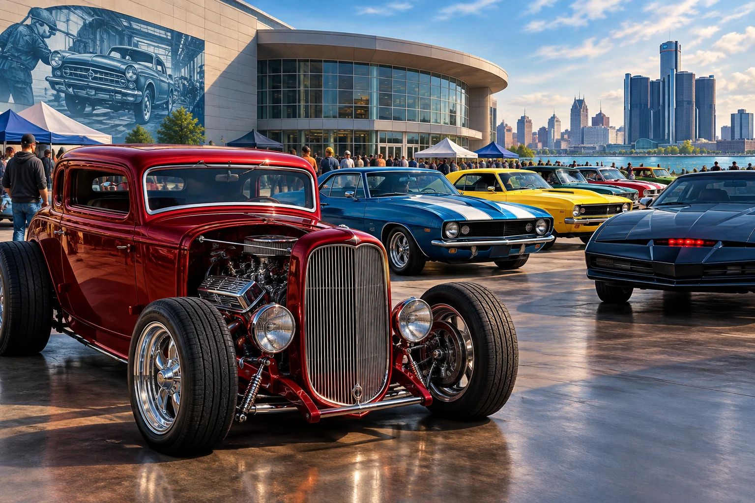 AI-generated editorial illustration for Hot Rod Spectacular Returns to Novi with Classics and TV-Style Cars