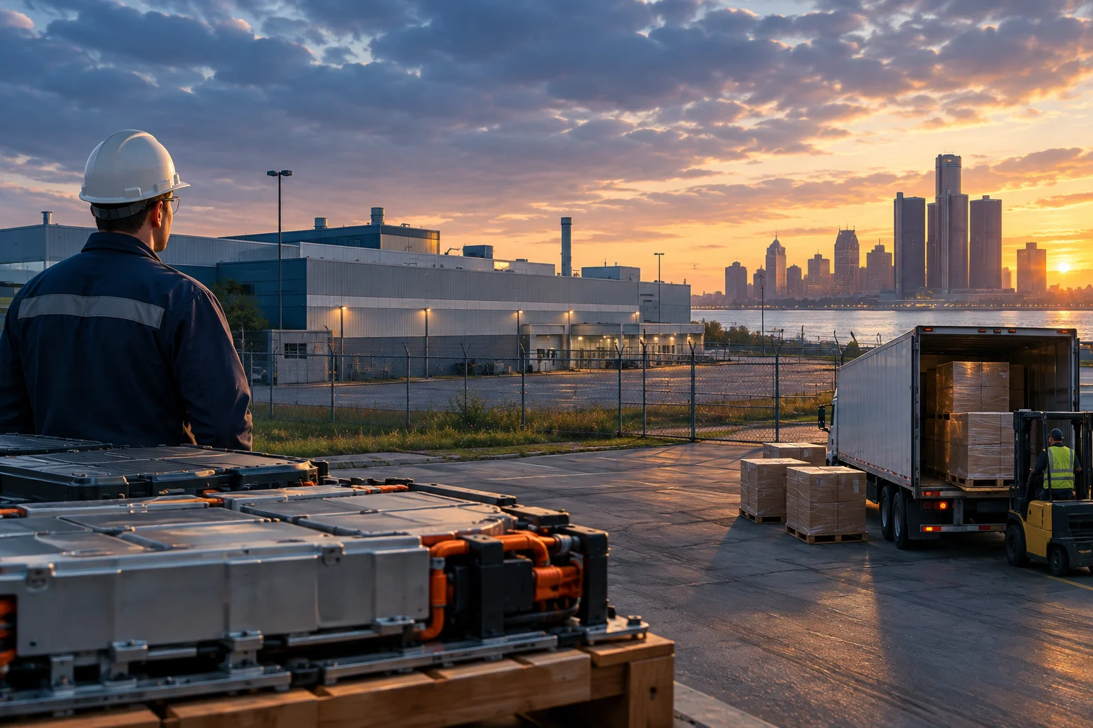 AI-generated editorial illustration for GM to close Brownstown battery assembly plant as lease ends, moves work elsewhere