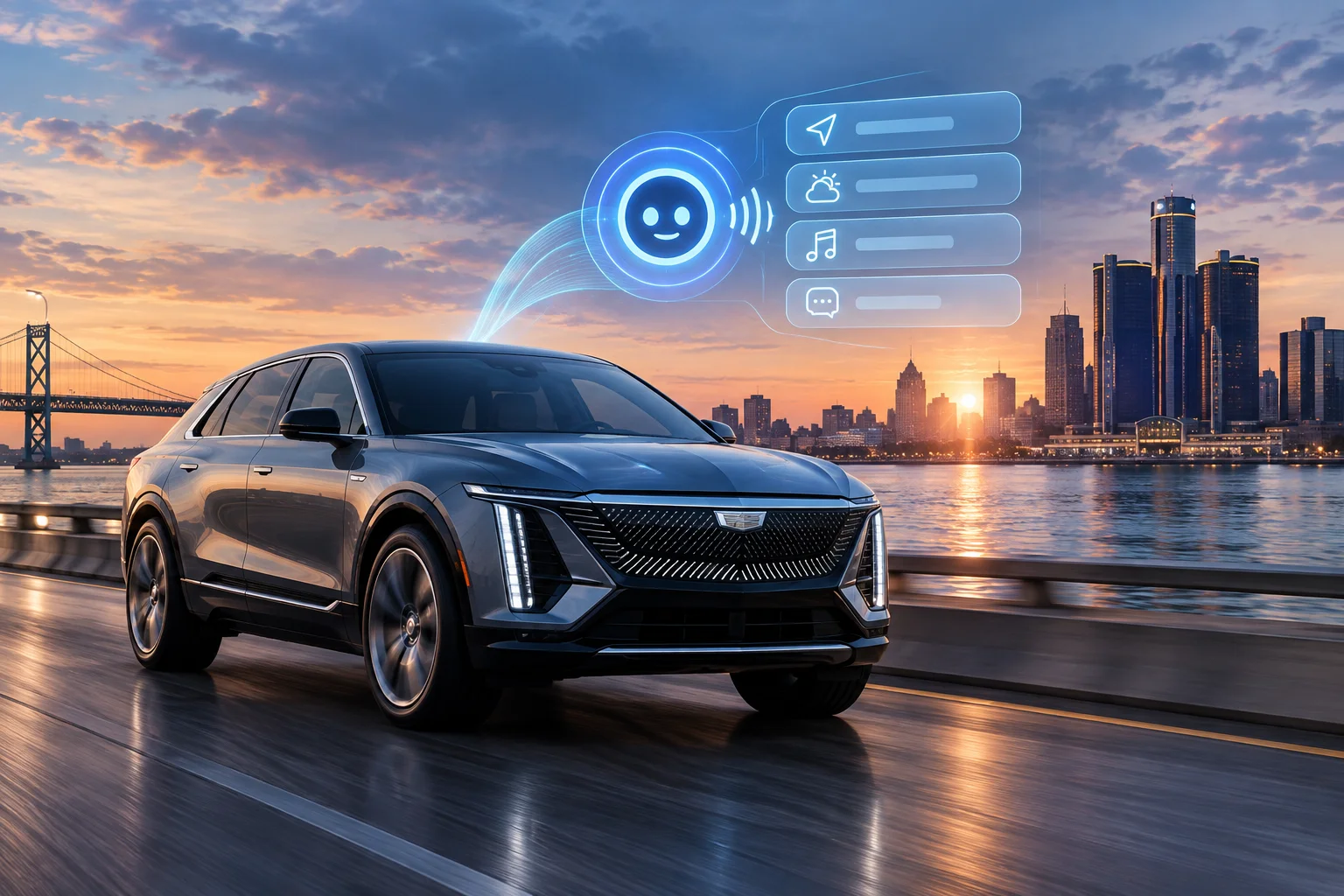 AI-generated editorial illustration for OnStar AI Assistant to Arrive in 2027 LYRIQ via OTA Update