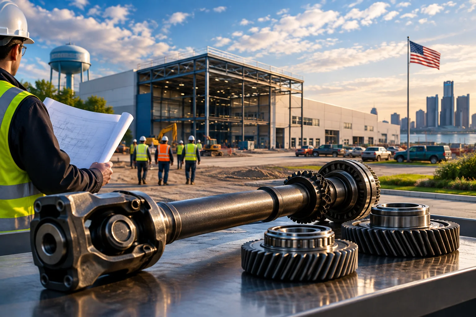 AI-generated editorial illustration for Hansae Mobility to Build 400,000‑Sq.-Ft. Driveline Facility in Chesterfield Township